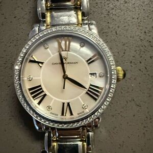 David Yurman Silver and Gold Watch with Diamond Accents